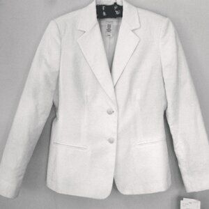 NWT Textured ivory blazer Cotton 4 $159 2-button Jacket Off white Liz Claiborne